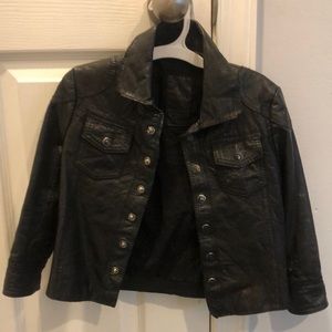 Faux leather toddler bomber jacket. Size Two. EUC.